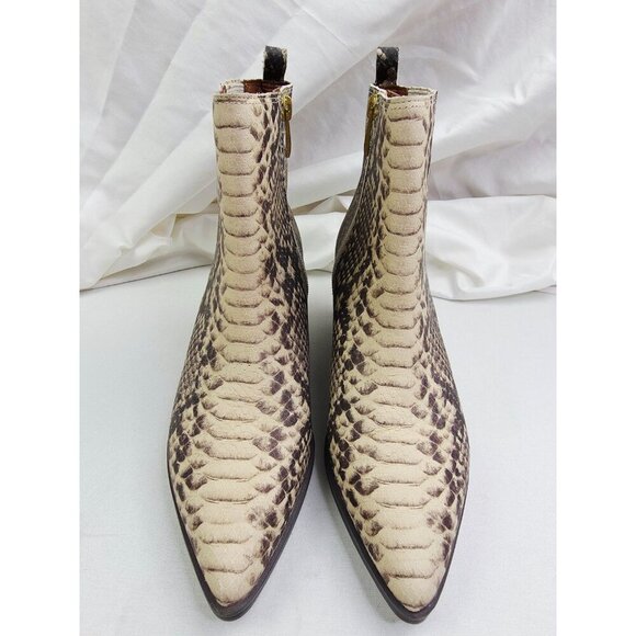 Franco Sarto Size 7M Womens Snake Print Side Zip Shay Logo Tag Ankle Boots - Picture 8 of 14